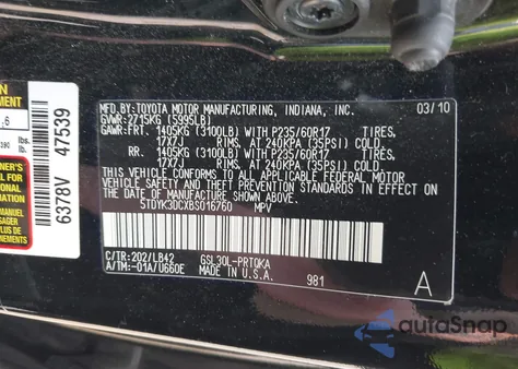 2011 Toyota Sienna Xle V6 from USA, damaged, VIN 5TDYK3DCXBS016760